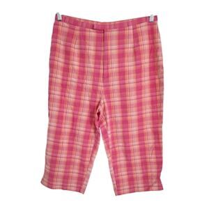 Kim Rogers Pink Plaid Capri Pants Womens Plus Size 16